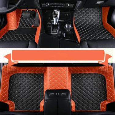 Imagem de Tapetes de carro personalizados cabem em 99% dos carros, SUVs e carros esportivos, carpete de couro antiderrapante com cobertura total para homens e mulheres, tapetes de carro de luxo-orange black