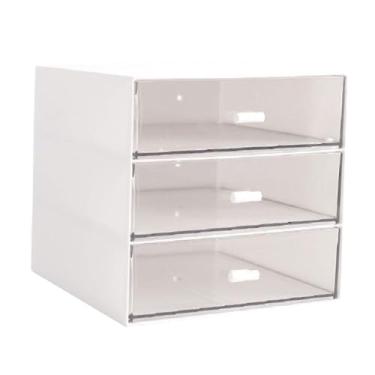 Imagem de predolo Organizador de mesa com gavetas caixa de armazenamento de gaveta de mesa multiuso caixa de armazenamento para canetas de organização de escritório, 3 gavetas