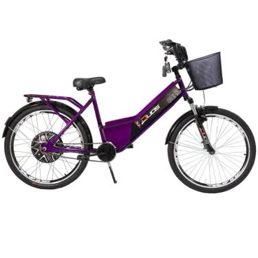 Imagem de Bicicleta Elétrica com Bateria de Lítio 48V 13Ah Confort Violeta com Cestinha