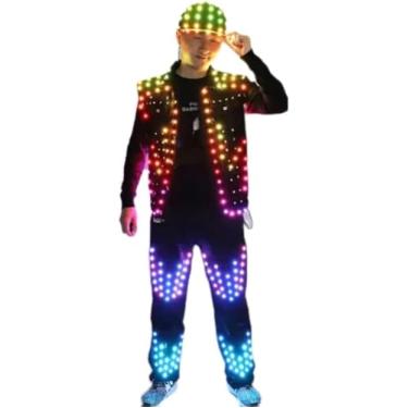 Imagem de Earthradius LED Costume Cloths Full Color Men Hosting Luminous Clothing Clubwear Stage Dance Party (XL)