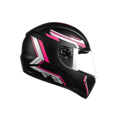 Imagem de Fly Capacete Fechado Moto F-9 HG Hans Preto Fosco/Pink 56