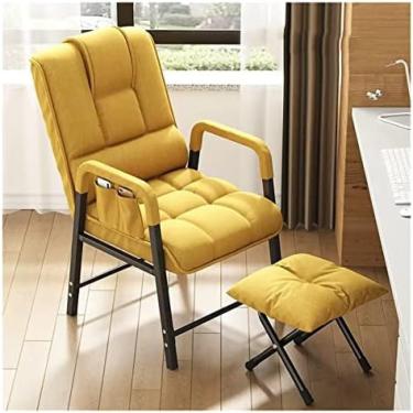 Imagem de Poltrona para sala de estar com encosto ajustável Cadeira moderna com apoio para os pés otomano Cadeira reclinável confortável de veludo falso com banquinho para sala de estar, sala de leitu