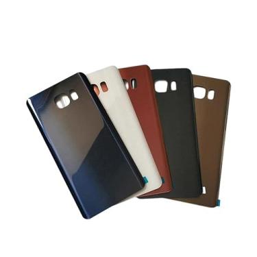 Imagem de SHOWGOOD Capa traseira para Samsung Galaxy Note 5 capa de bateria de vidro para Samsung Note5 capa traseira de substituição (preto)
