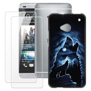 Imagem de MILEGOO Capa para HTC One M7 + 2 peças protetoras de tela de vidro temperado, capa ultrafina de silicone TPU macio à prova de choque para HTC One (4,7 polegadas)