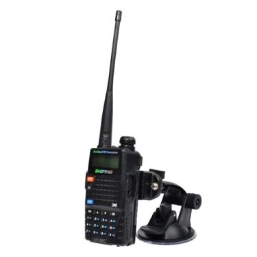 Imagem de HYSHIKRA Suporte de rádio compacto com ventosa, painel ou suporte para walkie-talkie de para-brisa compatível com Kenwood Baofeng UV5R Motorola Talkabout Retevis Midland Yaesu CB Radio