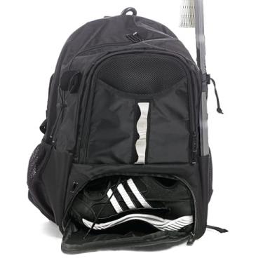 Imagem de Athletico Mochila de Lacrosse Juvenil – Mochila de Lacrosse Extra Grande – Comporta todos os equipamentos de Lacrosse ou Hóquei de Campo – Dois Suportes para Bastão e Compartimento de Chuteiras Separados, Preto