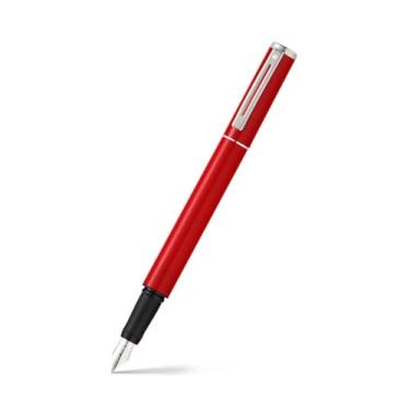 Imagem de Sheaffer Caneta-tinteiro vermelha brilhante com acabamento cromado e ponta média