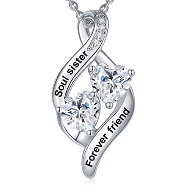 Imagem de Lucphiler & Co. Presente de Natal My Sister Love You, colar com pingente Unbiological Soul Sister Forever Friend, joia de amizade para mulheres e meninas, presentes de Natal de aniversário dela de BFF, Irmão, irmãos, Latão, Zircônia cúbica