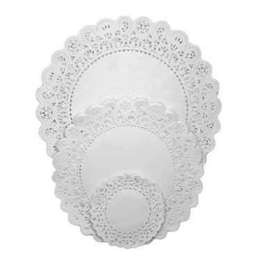 Imagem de Regency Wraps Doilies de renda de papel, 10 cm, 20 cm, 25 cm, pacote redondo de 36 (combo) para exibição de mesa decorativa de bolos, sobremesas, aperitivos para casamentos e festas, branco