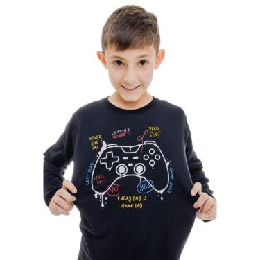 Imagem de Camiseta Manga Longa Controle Gamer Cor:Preto;Tamanho:12-Masculino