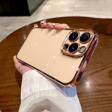 Imagem de Capa de telefone transparente para iphone 15 14 11 12 13 14 pro max mini xs x plus chapeamento capa protetora de silicone, cor dourada, para iphone 11