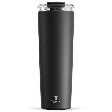 Imagem de Meoky Caneca de café de viagem de 850 ml com tampa à prova de vazamento, copo de café isolado de aço inoxidável, mantém quente por 8 horas ou frio por 24 horas, cabe no suporte de copo de carro