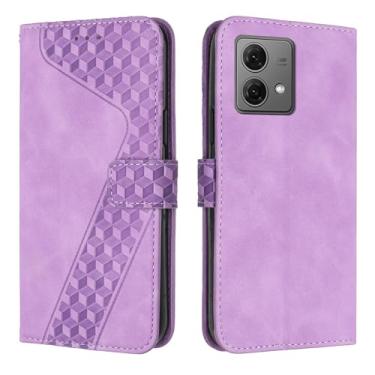 Imagem de Carteira Capa carteira para Motorola Moto Edge 40 Neo, capa vintage de couro PU para telefone capa magnética flip fólio suporte para cartão de crédito capa à prova de choque(Size:Purple)