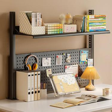 Imagem de Estante de mesa ajustável para mesa de computador, organizador de estante de mesa de computador, estante de bancada, prateleira de exibição de cabana de armazenamento para escritório doméstico e