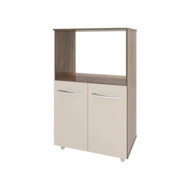 Imagem de Mobília Decor, Balcão Multiuso Armário Cozinha para Forno Elétrico e Microondas Organizador com 2 portas Tayla Savana Off White