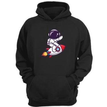 Imagem de Casaco moletom canguru espaço galaxia astronauta foguete-Unissex