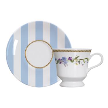 Imagem de Conjunto De Xícaras Para Chá Com Pires Em Porcelana Floral Chic Com 12 Peças 190ml Germer