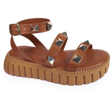 Imagem de Sandália Papete Feminino Sola Tratorada Plataforma Pirâmide (Caramelo, BR, Adulto, Numérico, 36)