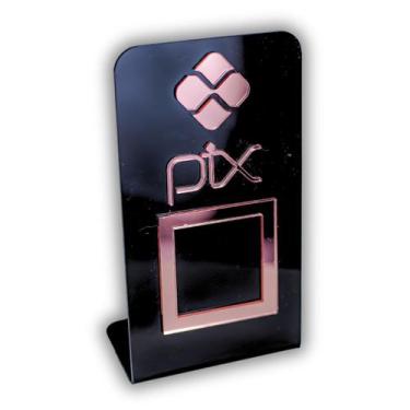 Imagem de Expositor QR CODE PIX - Preto com Rosa - Lm Balcoes