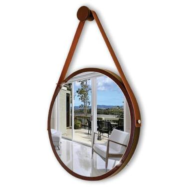 Imagem de Espelho Redondo Decorativo Suspenso Com Alça 40cm + Suporte - Mev Mirr
