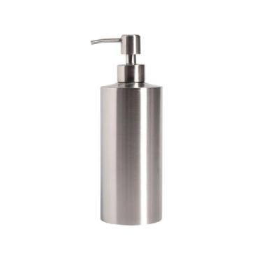 Imagem de Saboneteira Frasco de loção de aço inoxidável minimalista moderno, dispensador doméstico, frasco de pressão de metal para banheiro, frasco de gel de banho Dispensador de sabonete(Silver,Médio)