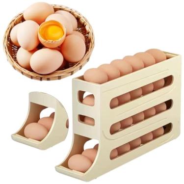 Imagem de Porta Ovos Dispenser Organizador Bandeja De Ovos Geladeira 4 Andares 30 Avos Suporte Automático.