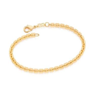 Imagem de Pulseira banhado ouro 3x 24k 18k e 22k feminina elos cadeado quadrados