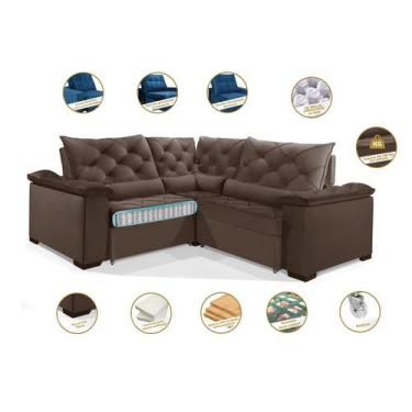 Imagem de Sofá Retrátil Reclinável BERLIM DE CANTO 2.70 x 2.70 ESTILO ESTOFADOS 