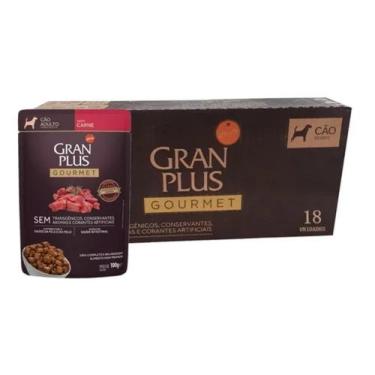 Imagem de Ração Úmida Cães Gourmet Carne Sachê 100g 18un Granplus