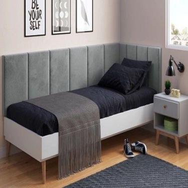 Imagem de Conjunto de Cabeceira Painel Cama Box Laura II Solteiro 0,90 cm com Pr
