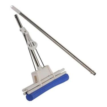 Imagem de Rodo Mágico Absorvente Espuma Azul Aço Inox - JS Import, 27Cm