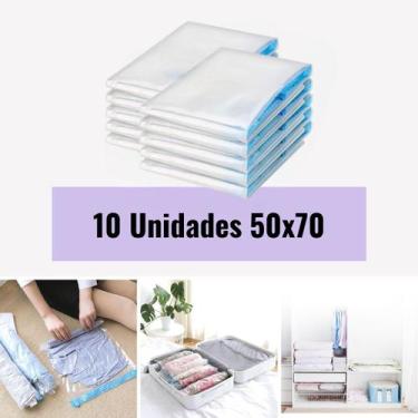 Imagem de 10 Sacos 50x70cm À Vácuo Organizador Protetor Roupas Viagem - no brand