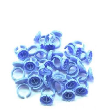 Imagem de Kit 100 Anel Batoque Azul para micropigmentação Henna cílios Sobrancel