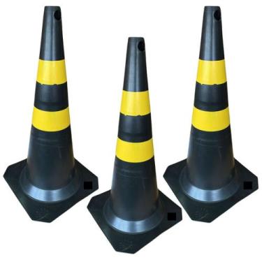 Imagem de Kit 3 Cone de Sinalização 75cm para Trânsito Estacionamento EPI Segura