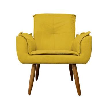 Imagem de Poltrona Estofada Para Sala de Estar Emília Plus Suede Mostarda - LM D