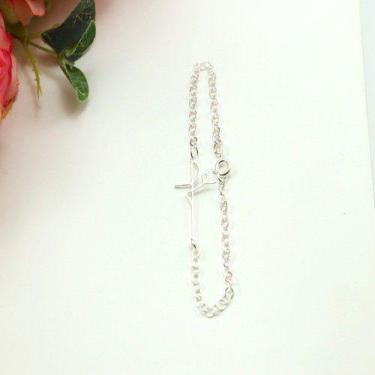 Imagem de Pulseira Feminina Fe Prata Legitima 925 - Lojas La&Ny, 18 cm, Prata 92