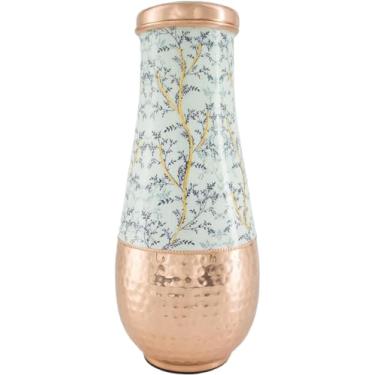 Imagem de Garrafa de cobre feita de cobre puro para benefícios de saúde Ayurveda – pescoço longo, capacidade – 1,8 litro (impressa)