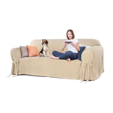 Imagem de Capa Protetora para Sofá de 3 lugares em Brim Sarja 100% Algodão Macia