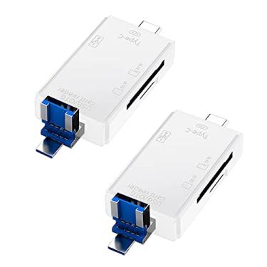 Imagem de Leitor de cartão SD para Android, cartão micro SD para adaptador USB, leitor de cartão SD USB C para leitor de cartão de memória da câmera, leitor de cartão SD 6 em 1 para PC e almofadas de telefone