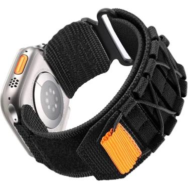 Imagem de Nixiamy Pulseira esportiva de nylon compatível com Apple Watch Ultra/Ultra2 de 49 mm/45 mm/44 mm/42 mm, resistente para Apple Watch Series 10 9/8/7/6/5/4/SE/SE2 (preto)