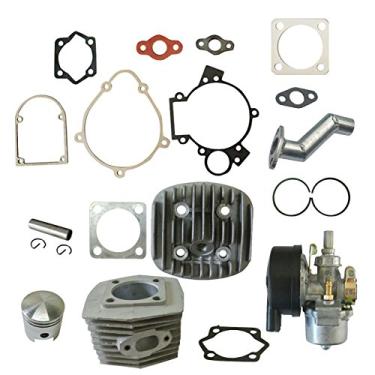Imagem de COEFEPIY Pistão de cabeça de cilindro de 47 mm com kit de carburador para motor de bicicleta motorizado de bicicleta de 66cc 80cc 2 tempos
