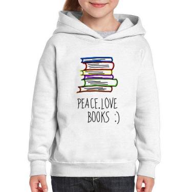 Imagem de Moletom Infantil Peace Love Books - Foca na Moda, Branco, 8