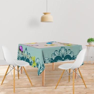 Imagem de Toalha De Mesa Quadrada Tecido Oxford Borboletas e Arabescos TL40 - 14