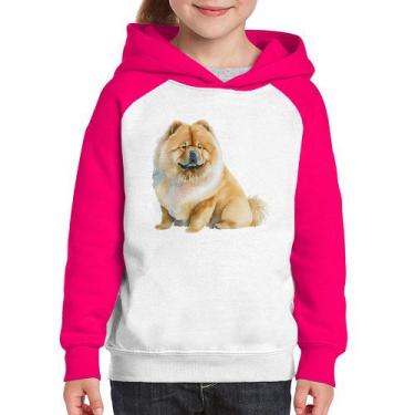 Imagem de Moletom Infantil Chow-chow - Foca na Moda, Branco, Rosa, 6