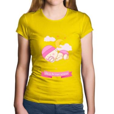 Imagem de Baby Look Algodão Mãe de uma menina - Foca na Moda, Amarelo, GGG