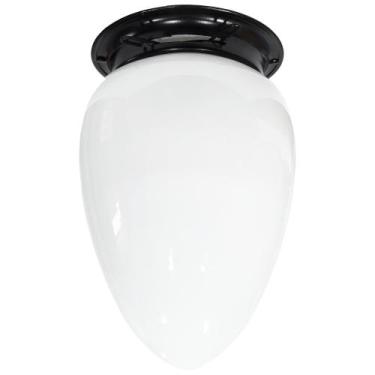 Imagem de Plafon Colonial Aluminio Preto Com Globo Pera Leitosa - CM GLASS - CLE