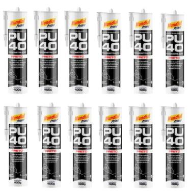 Imagem de Kit 12 Silicone Selante PU 40 Mundial Prime 400g Preto