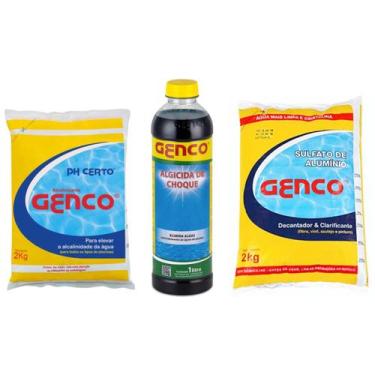 Imagem de Kit 01 algicida choque 01 ph certo 01 sulfato aluminio - Genco