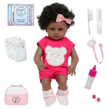 Imagem de Bebê Reborn Recém Nascida Negra Com Lindo Macacâo + Itens - Cegonha Re