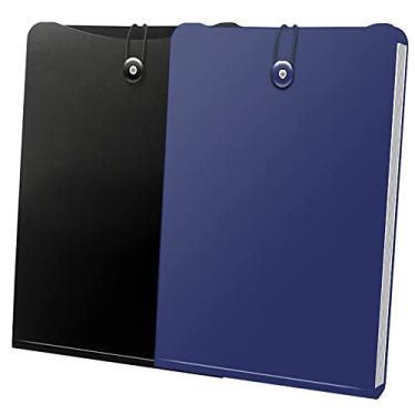 Imagem de Credibility 2 pacotes de pasta sanfonada expansível vertical com 7 bolsos, bolsa organizadora de documentos para arquivo expansível para tamanho carta A4 com fecho de corda elástica